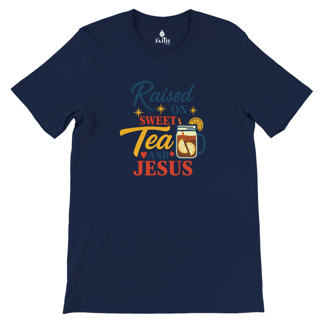 raised-on-sweet-tea-and-jesus-christian-unisex-tshirt-navy