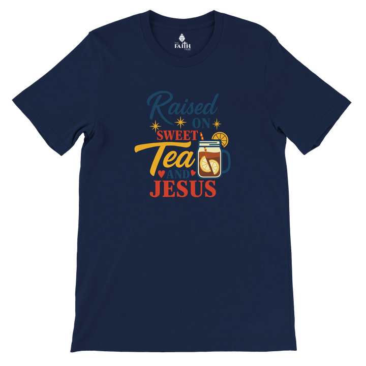 raised-on-sweet-tea-and-jesus-christian-unisex-tshirt-navy